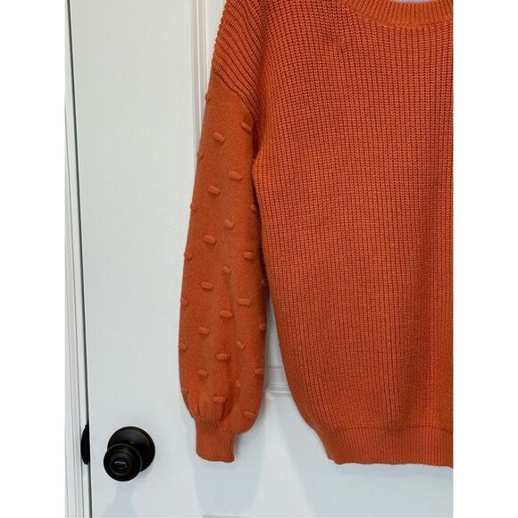 Andree by Unit Orange Balloon Polka Dot Sleeve Sweater Size Small - Picture 2 of 6